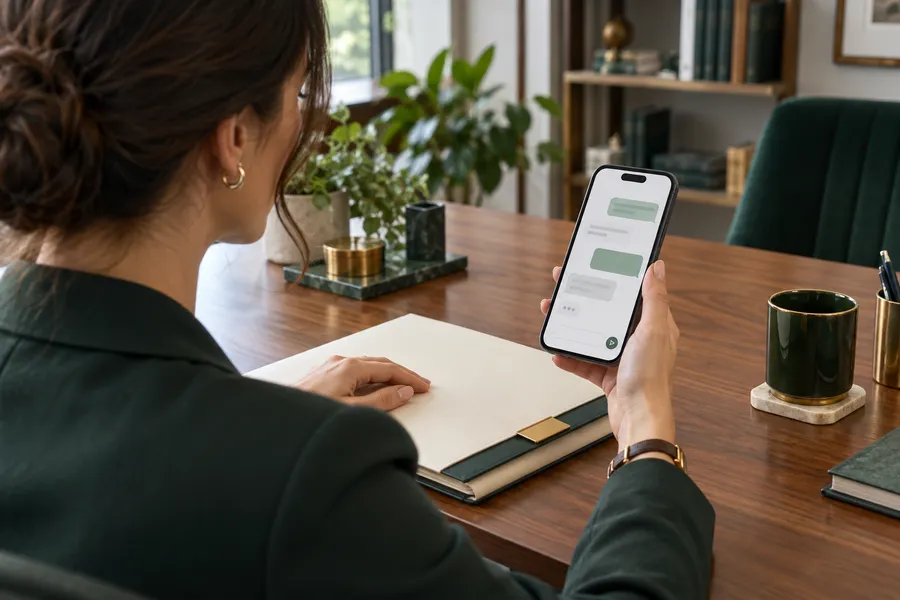 Telefon üzerinden görüşme talebi hazırlanmasını temsil eden sahne